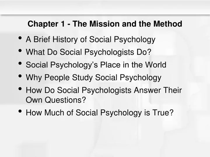 chapter 1 the mission and the method