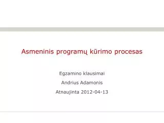 asmeninis program k rimo procesas