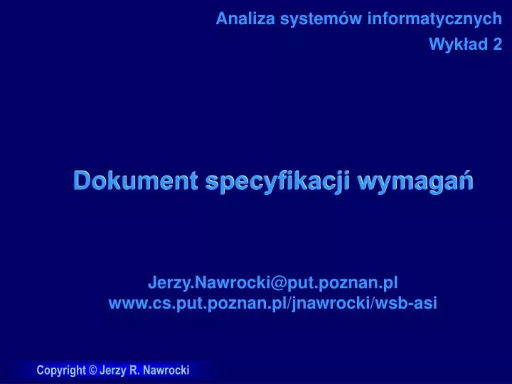 dokument specyfikacji wymaga