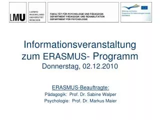 informationsveranstaltung zum erasmus programm donnerstag 02 12 2010
