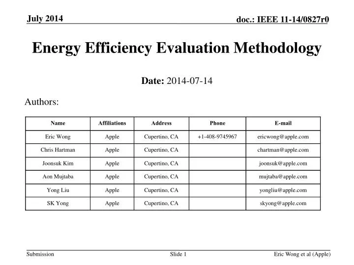 energy efficiency evaluation methodology