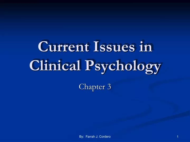 current issues in clinical psychology