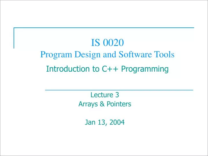 is 0020 program design and software tools introduction to c programming