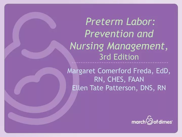 preterm labor prevention and nursing management 3rd edition
