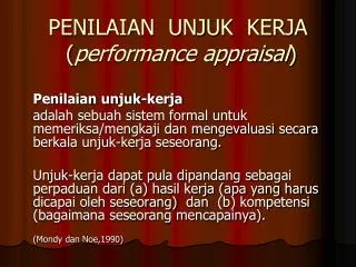 penilaian unjuk kerja performance appraisal