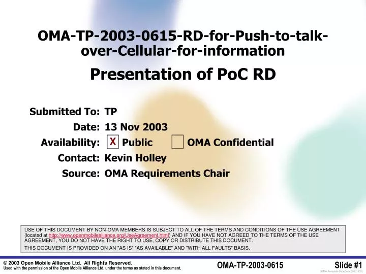 oma tp 2003 0615 rd for push to talk over cellular for information presentation of poc rd