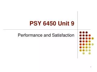 PSY 6450 Unit 9