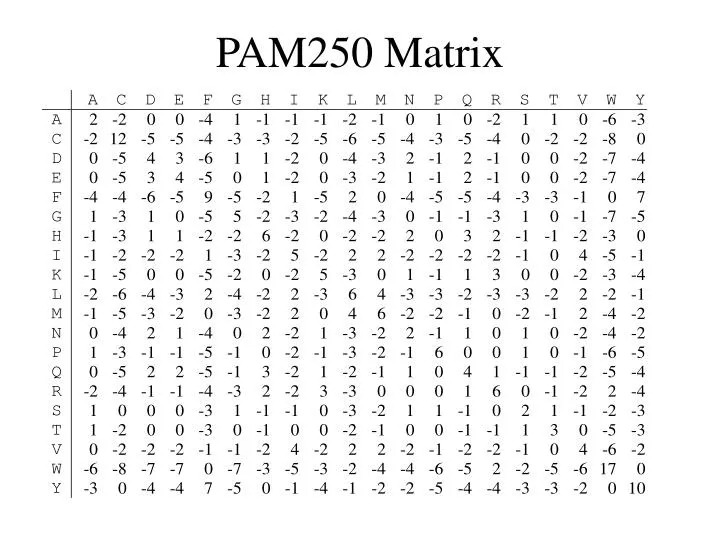 pam250 matrix