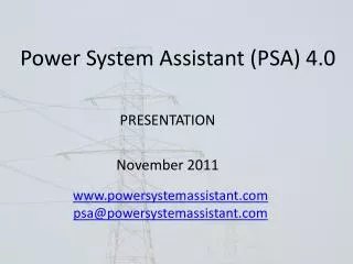 Power System Assistant (PSA) 4.0