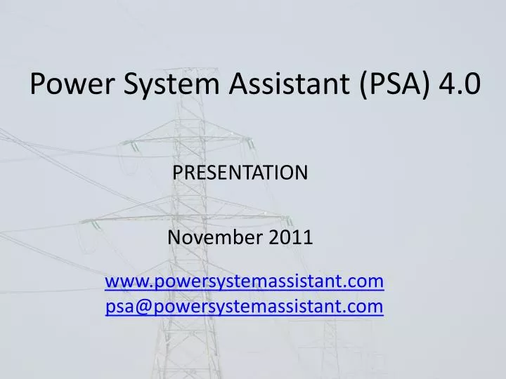 power system assistant psa 4 0
