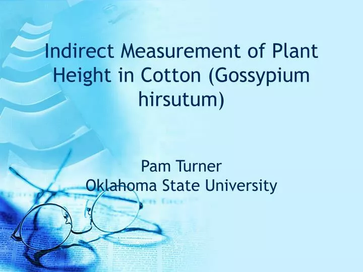 indirect measurement of plant height in cotton gossypium hirsutum