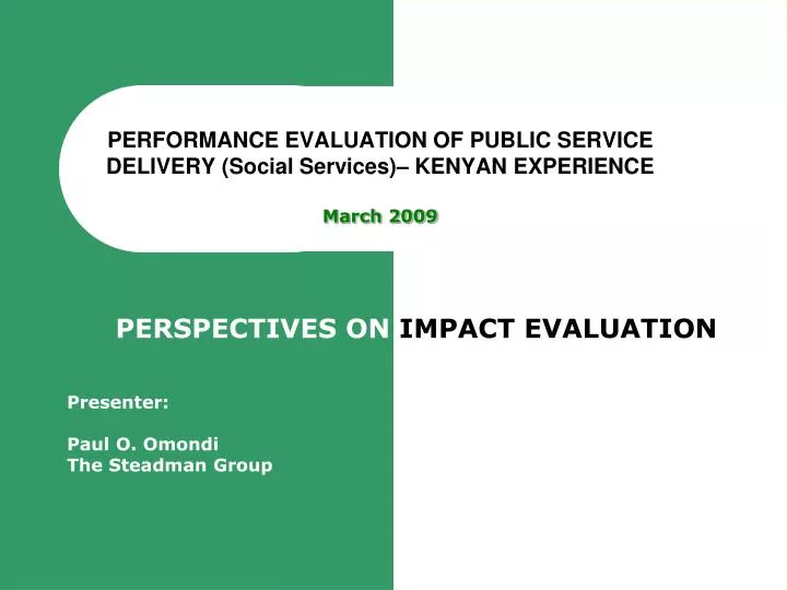 performance evaluation of public service delivery social services kenyan experience march 2009