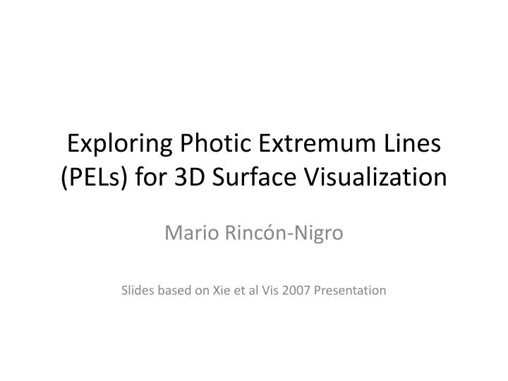 exploring photic extremum lines pels for 3d surface v isualization