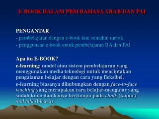 e book dalam pbm bahasa arab dan pai