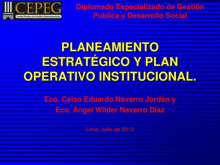 planeamiento estrat gico y plan operativo institucional