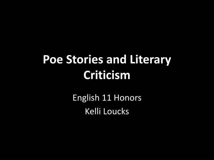 poe stories and literary criticism
