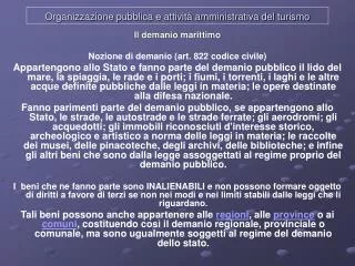organizzazione pubblica e attivit amministrativa del turismo