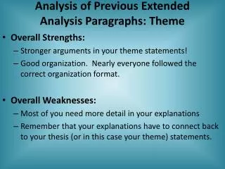 Analysis of Previous Extended Analysis Paragraphs: Theme