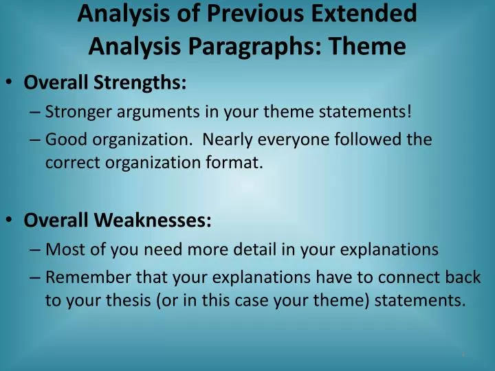analysis of previous extended analysis paragraphs theme
