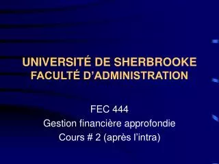 universit de sherbrooke facult d administration