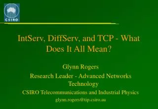 IntServ, DiffServ, and TCP - What Does It All Mean?