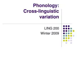 Phonology: Cross-linguistic variation