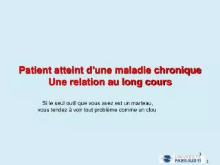patient atteint d une maladie chronique une relation au long cours