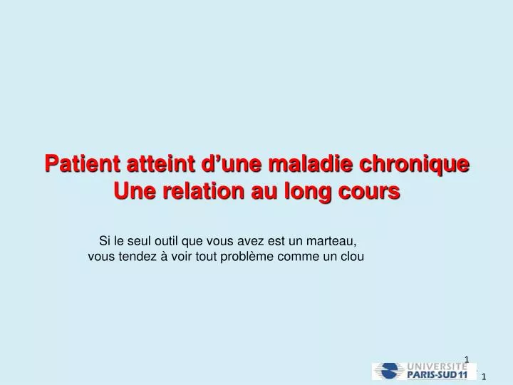 patient atteint d une maladie chronique une relation au long cours