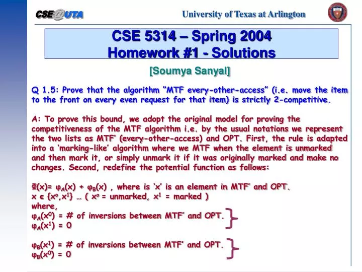 cse 5314 spring 2004 homework 1 solutions