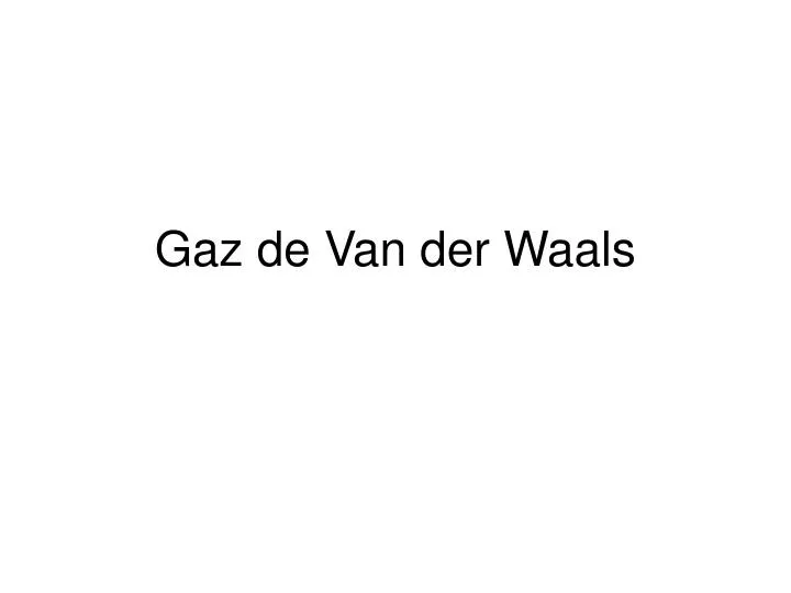 gaz de van der waals