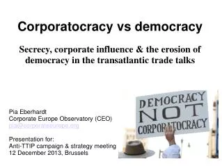 Corporatocracy vs d emocracy