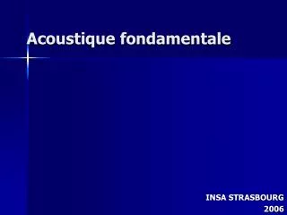 acoustique fondamentale