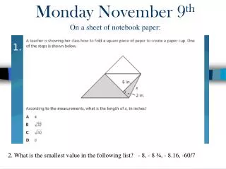 monday november 9 th on a sheet of notebook paper