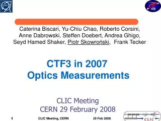 CTF3 in 2007 Optics Measurements