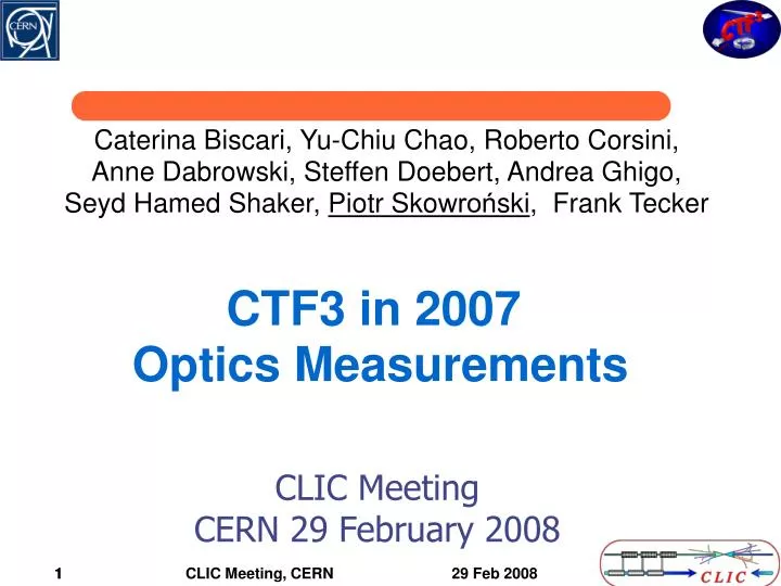 ctf3 in 2007 optics measurements