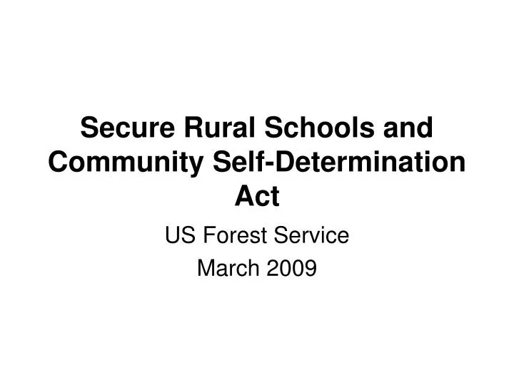 secure rural schools and community self determination act