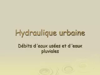 hydraulique urbaine