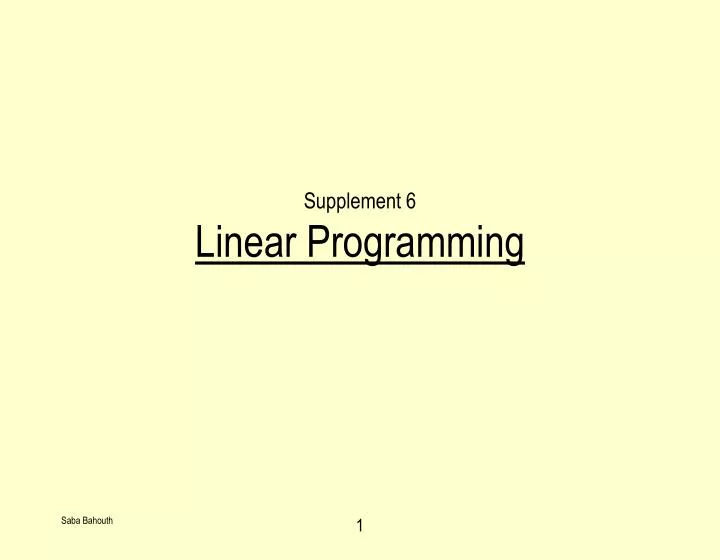 supplement 6 linear programming