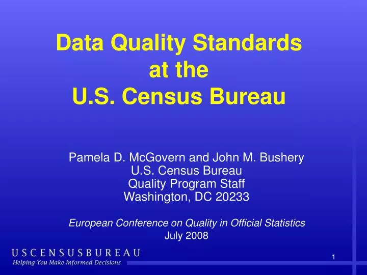 data quality standards at the u s census bureau