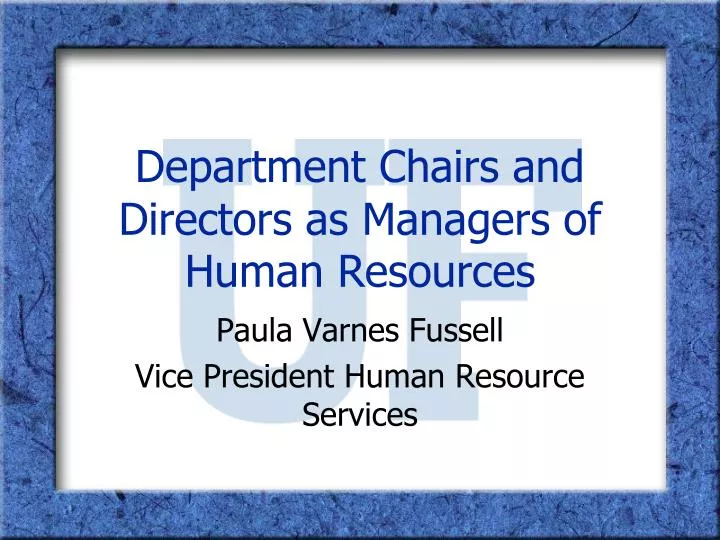 department chairs and directors as managers of human resources