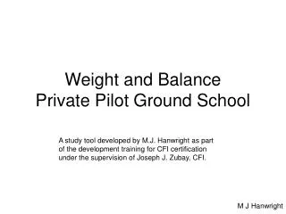 Weight and Balance Private Pilot Ground School