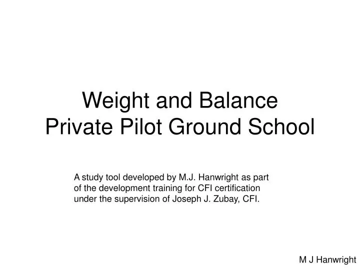 weight and balance private pilot ground school