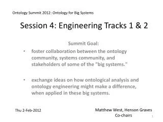 Session 4: Engineering Tracks 1 &amp; 2