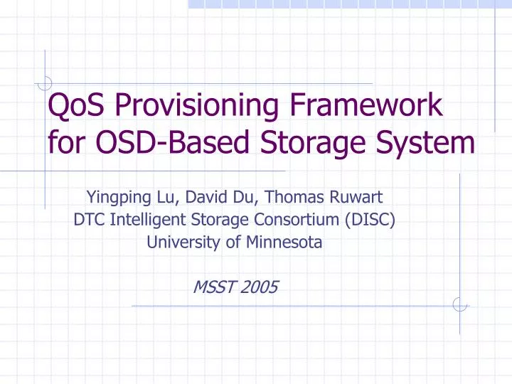 qos provisioning framework for osd based storage system