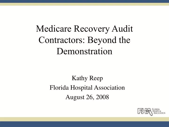 medicare recovery audit contractors beyond the demonstration