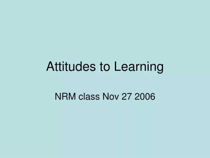 attitudes to learning