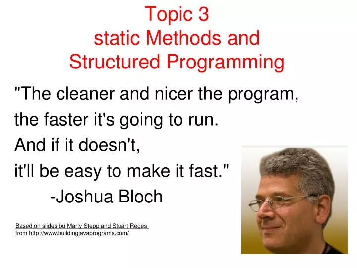 topic 3 static methods and structured programming