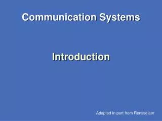 Communication Systems