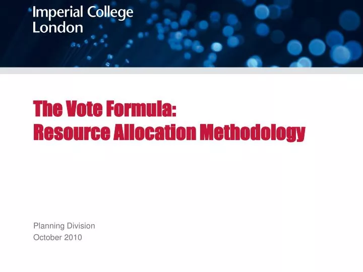 the vote formula resource allocation methodology