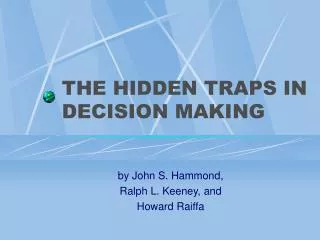 the hidden traps in decision making